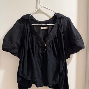 Free People Black Flowy Top